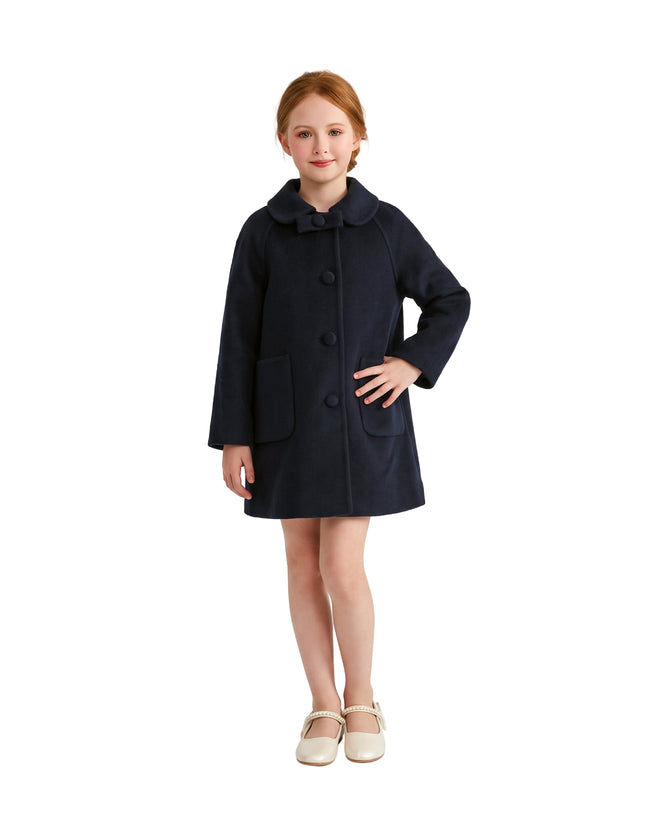 kids atelier tulleen Navy Winter Bow Coat