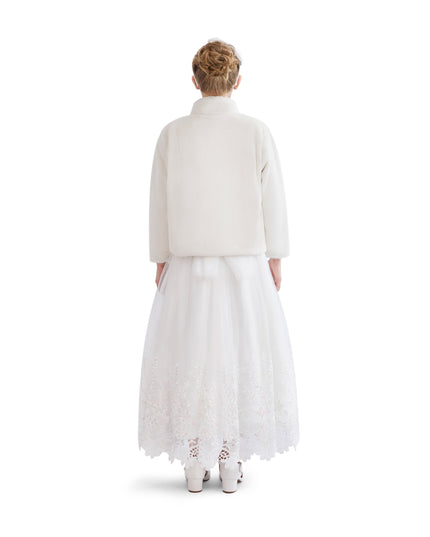 kids atelier Tulleen Ivory Plush Asymmetrical Coat