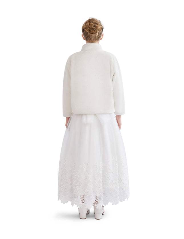 kids atelier Tulleen Ivory Plush Asymmetrical Coat