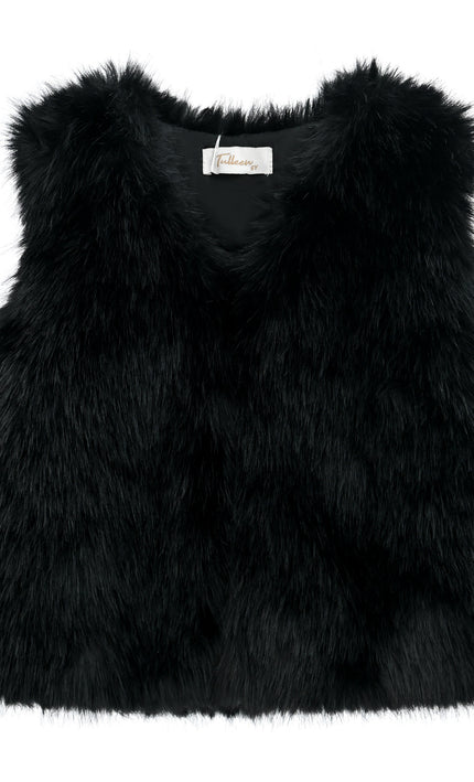 kids atelier tulleen Black Faux Fur Chic Vest