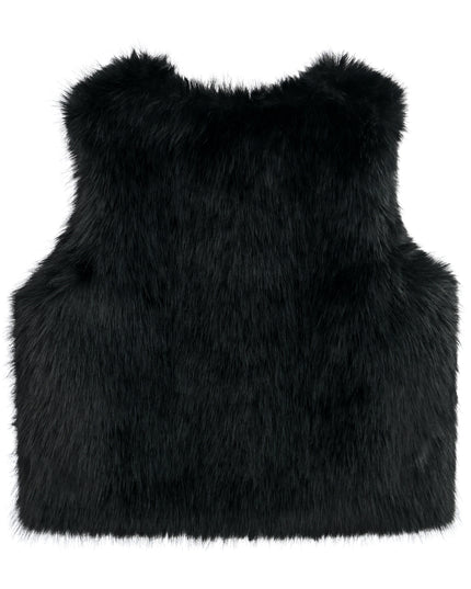 kids atelier tulleen Black Faux Fur Chic Vest