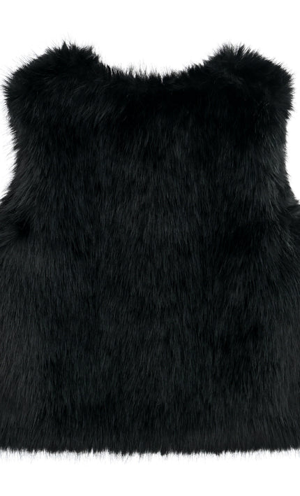 kids atelier tulleen Black Faux Fur Chic Vest
