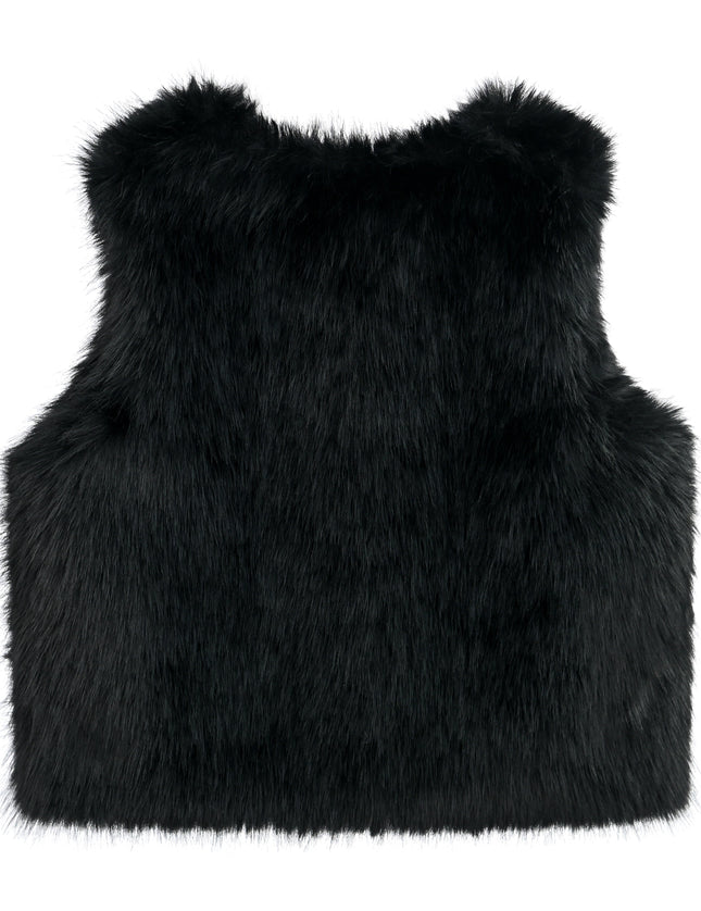 kids atelier tulleen Black Faux Fur Chic Vest