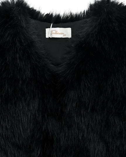 kids atelier tulleen Black Faux Fur Chic Vest