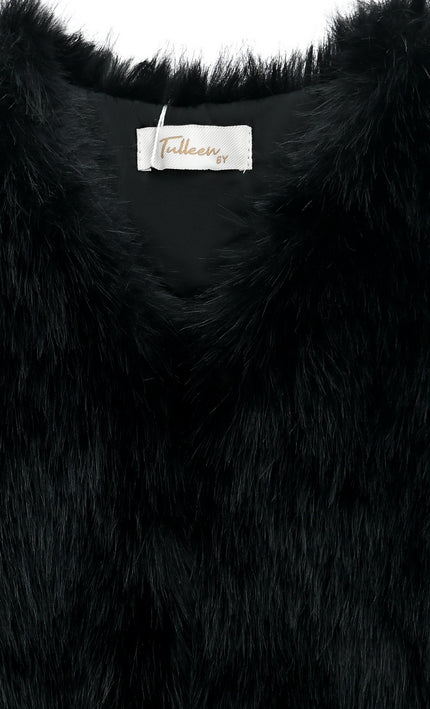 kids atelier tulleen Black Faux Fur Chic Vest