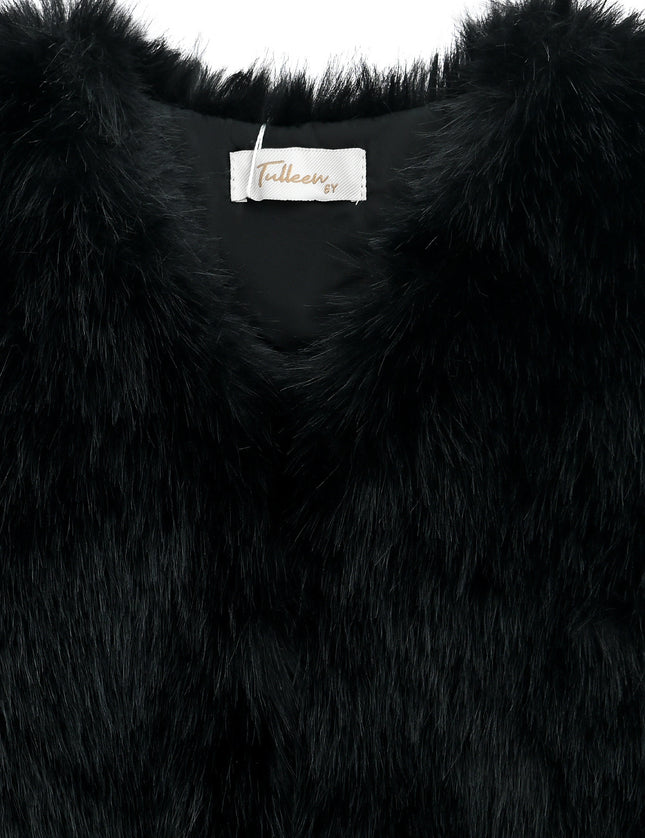 kids atelier tulleen Black Faux Fur Chic Vest