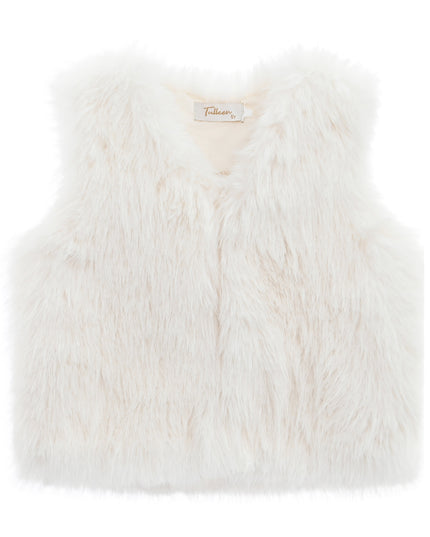 kids atelier tulleen Ivory Faux Fur Chic Vest