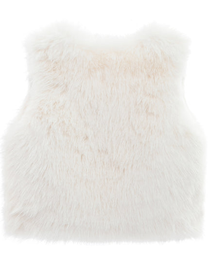 kids atelier tulleen Ivory Faux Fur Chic Vest