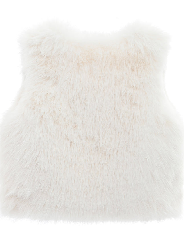 kids atelier tulleen Ivory Faux Fur Chic Vest