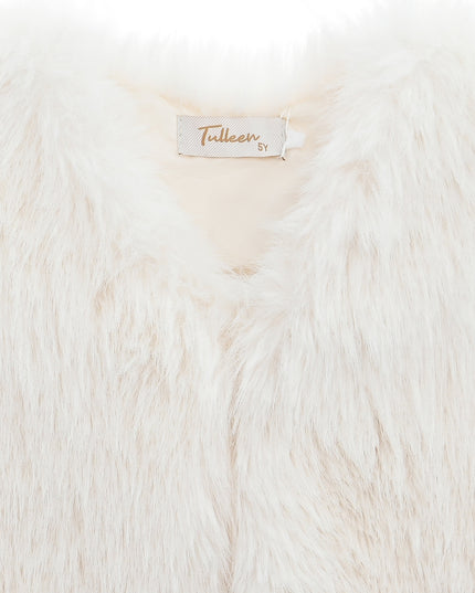 kids atelier tulleen Ivory Faux Fur Chic Vest