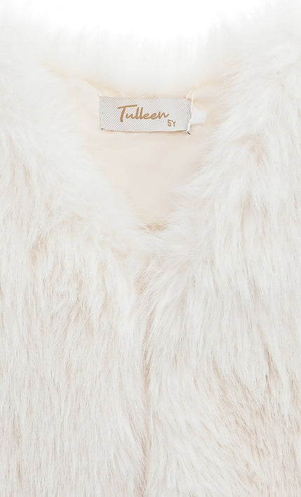 kids atelier tulleen Ivory Faux Fur Chic Vest
