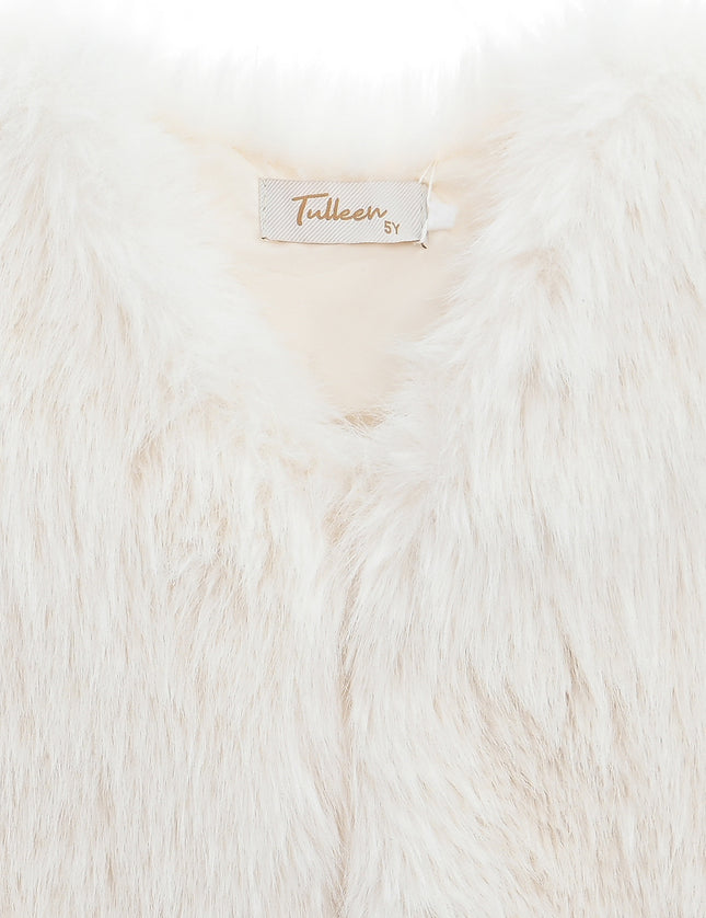 kids atelier tulleen Ivory Faux Fur Chic Vest