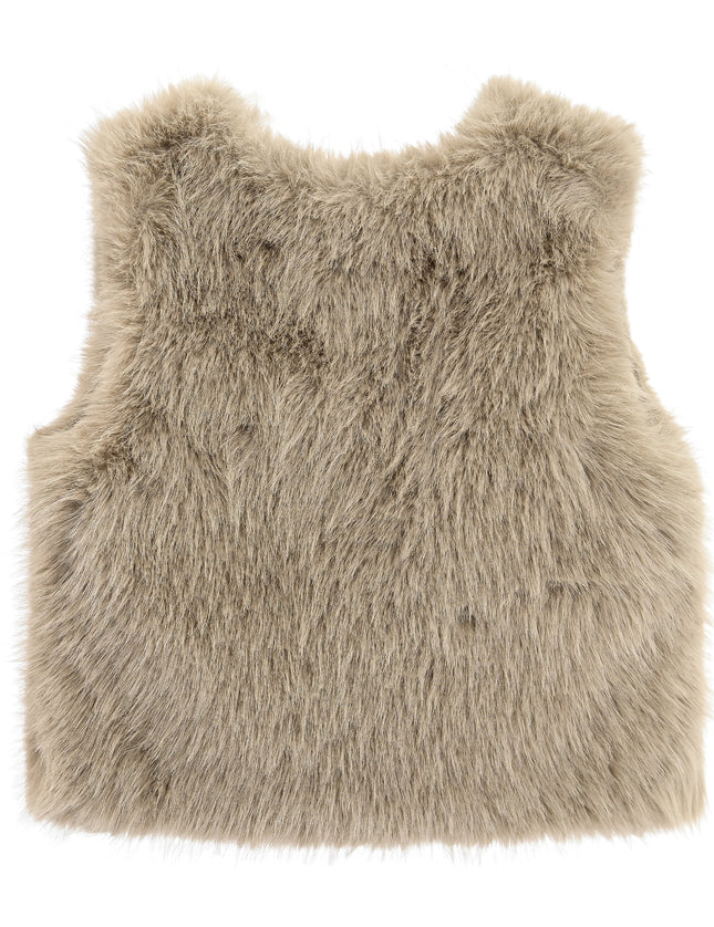 kids atelier tulleen Khaki Faux Fur Chic Vest