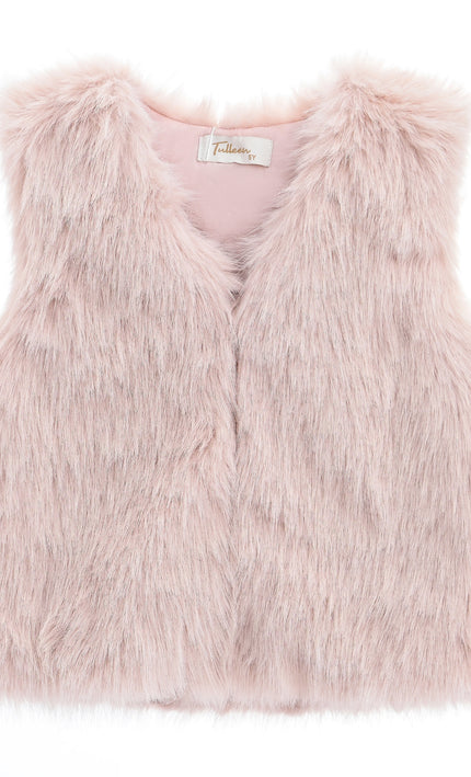 kids atelier tulleen Rose Faux Fur Chic Vest