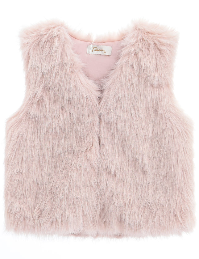 kids atelier tulleen Rose Faux Fur Chic Vest