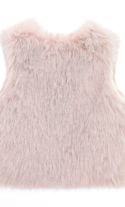 kids atelier tulleen Rose Faux Fur Chic Vest