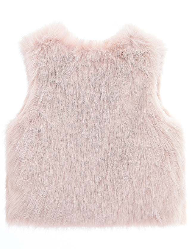 kids atelier tulleen Rose Faux Fur Chic Vest
