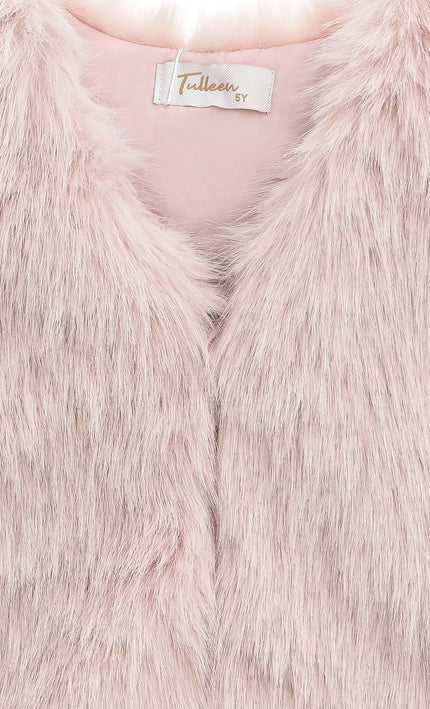 kids atelier tulleen Rose Faux Fur Chic Vest