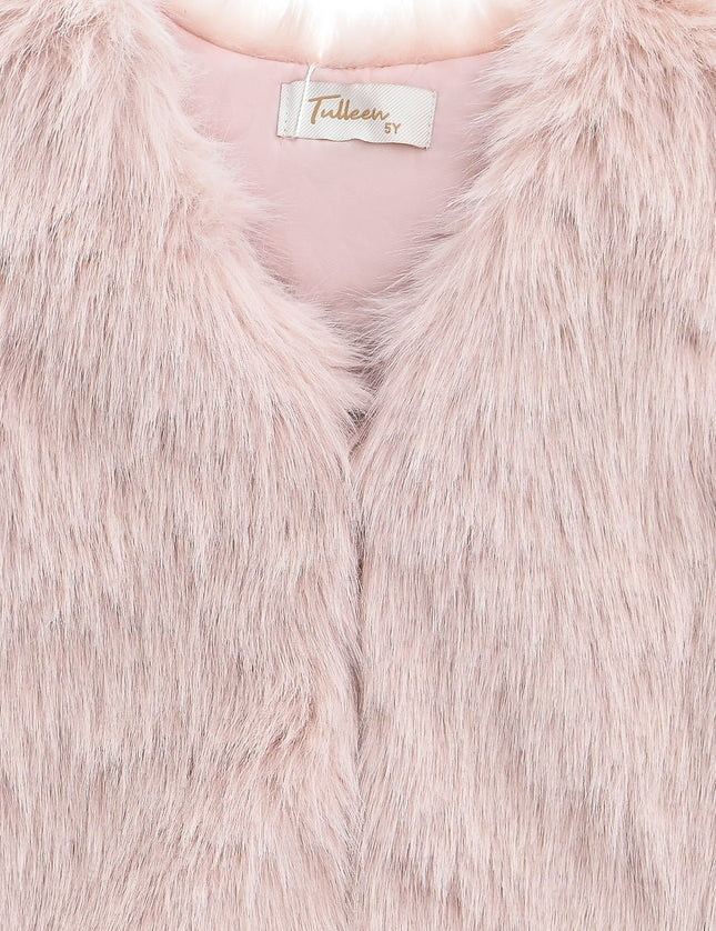 kids atelier tulleen Rose Faux Fur Chic Vest