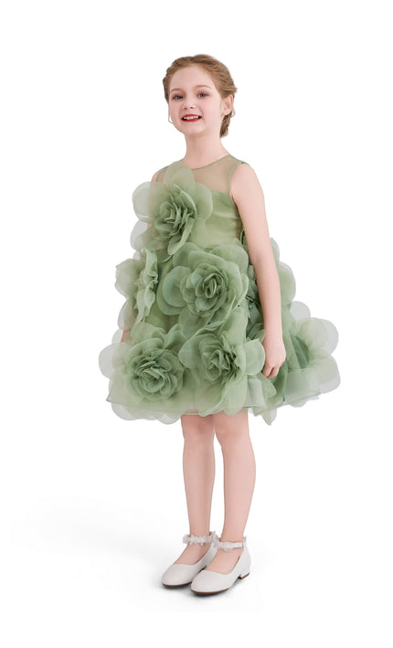 kids atelier tulleen Green Briellea Embellished Sleeveless Dress