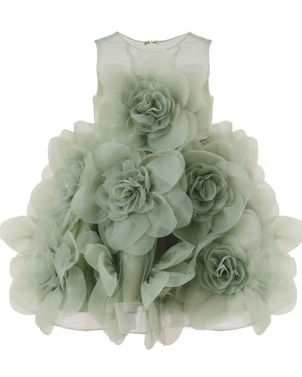 kids atelier tulleen Green Briellea Embellished Sleeveless Dress