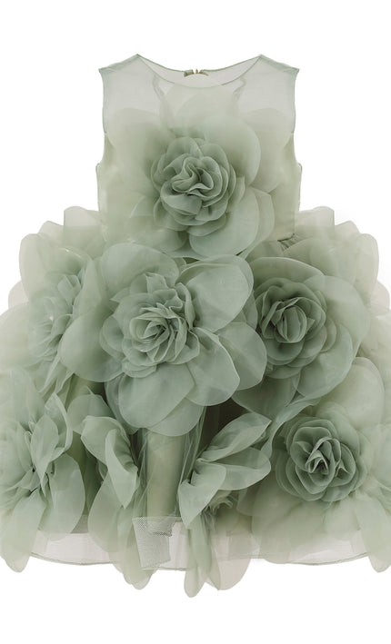 kids atelier tulleen Green Briellea Embellished Sleeveless Dress