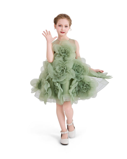 kids atelier tulleen Green Briellea Embellished Sleeveless Dress