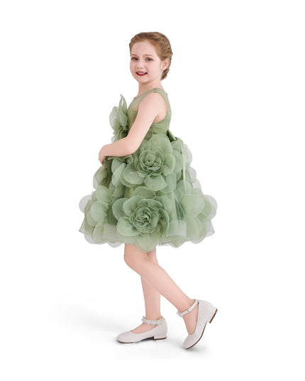 kids atelier tulleen Green Briellea Embellished Sleeveless Dress