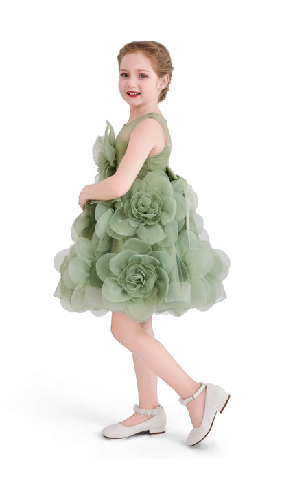 kids atelier tulleen Green Briellea Embellished Sleeveless Dress