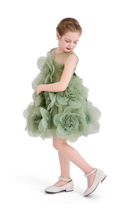 kids atelier tulleen Green Briellea Embellished Sleeveless Dress