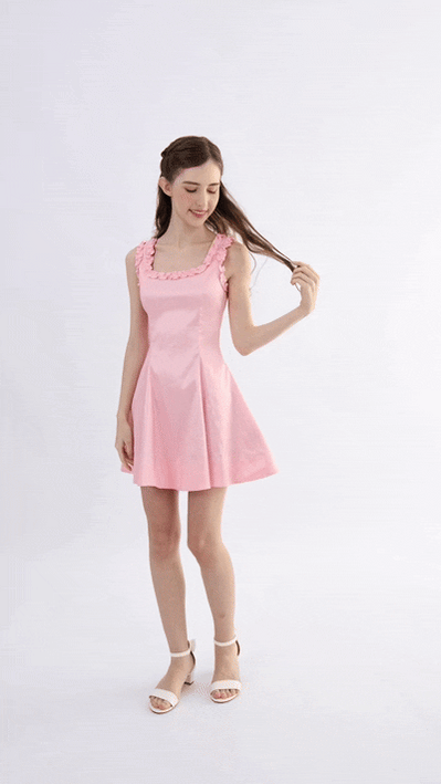 kids atelier tulleen Light Pink Ruffle Strap Dress