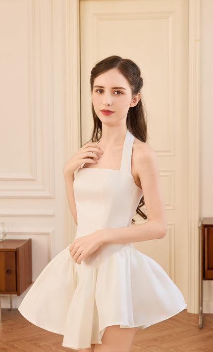 kids atelier tulleen White Halter Flared Dress