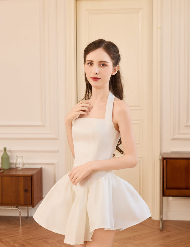 kids atelier tulleen White Halter Flared Dress