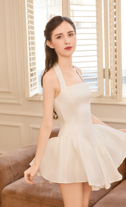 kids atelier tulleen White Halter Flared Dress