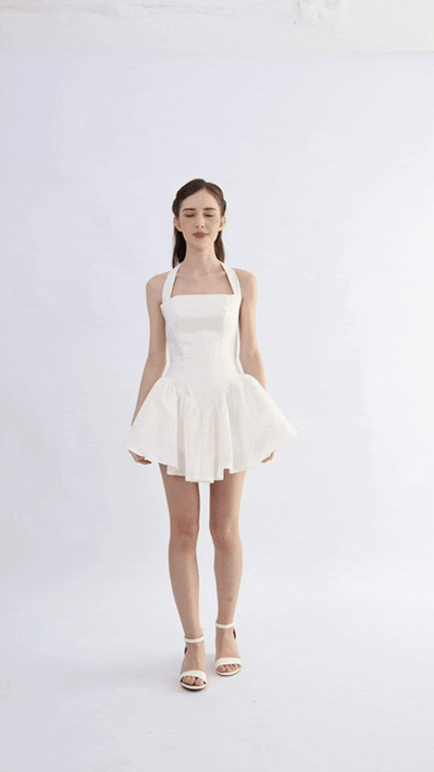 kids atelier tulleen White Halter Flared Dress