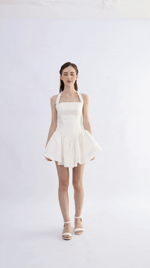 kids atelier tulleen White Halter Flared Dress