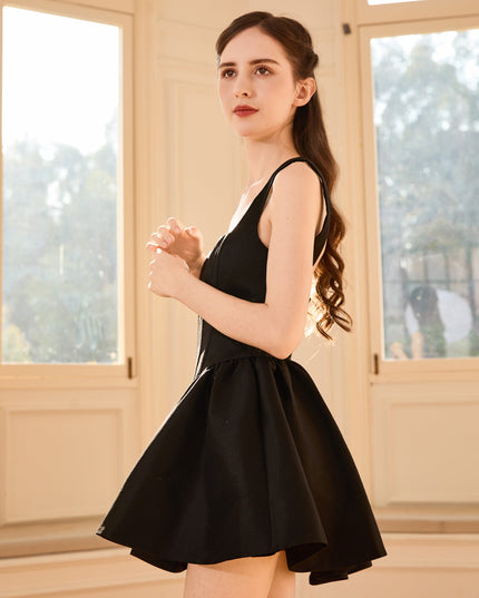 kids atelier tulleen Black Square-Neck Flared Dress
