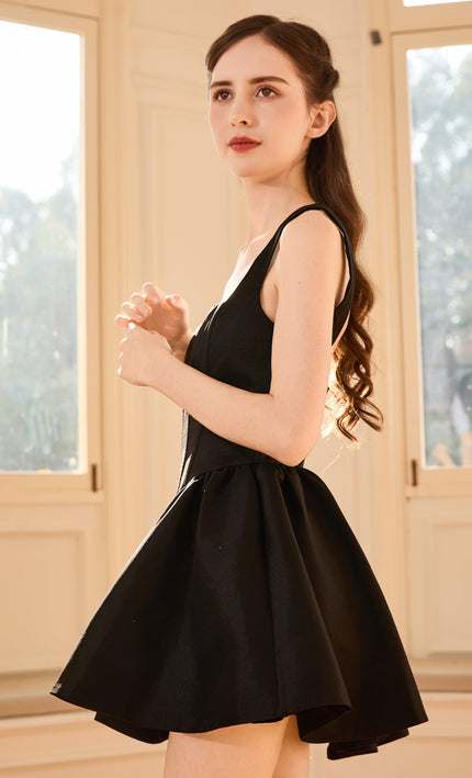 kids atelier tulleen Black Square-Neck Flared Dress
