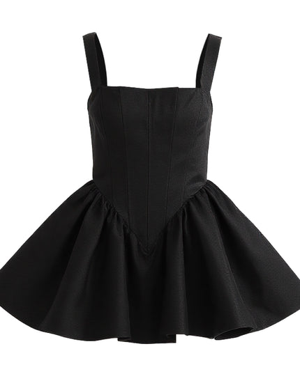 kids atelier tulleen Black Square-Neck Flared Dress