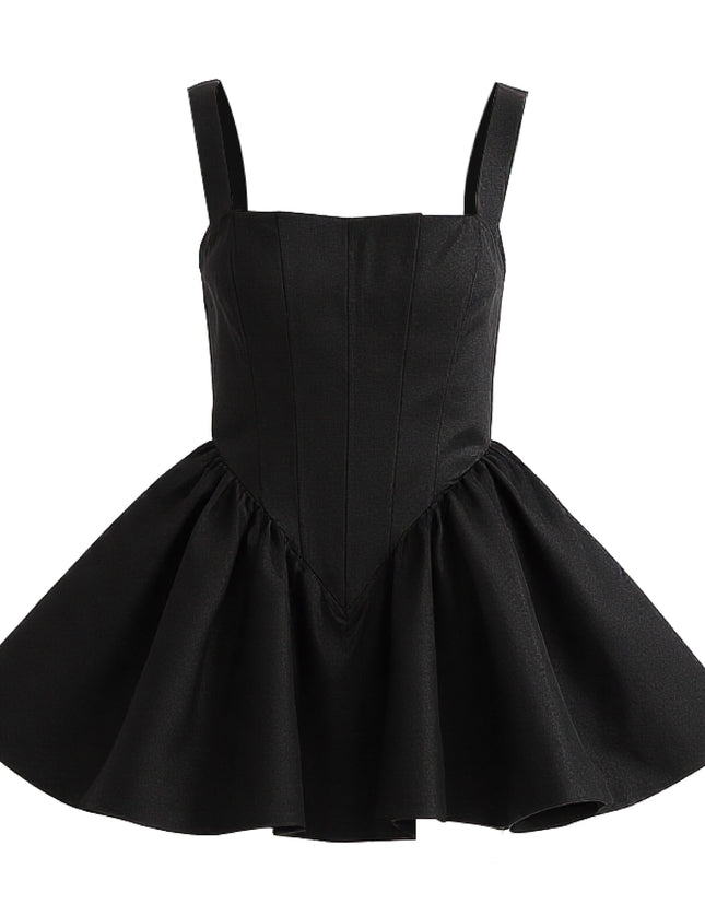 kids atelier tulleen Black Square-Neck Flared Dress