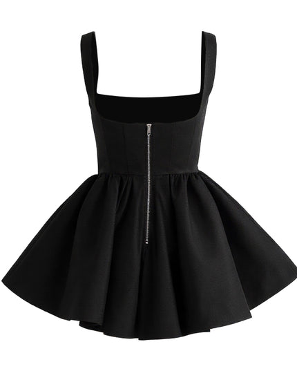 kids atelier tulleen Black Square-Neck Flared Dress