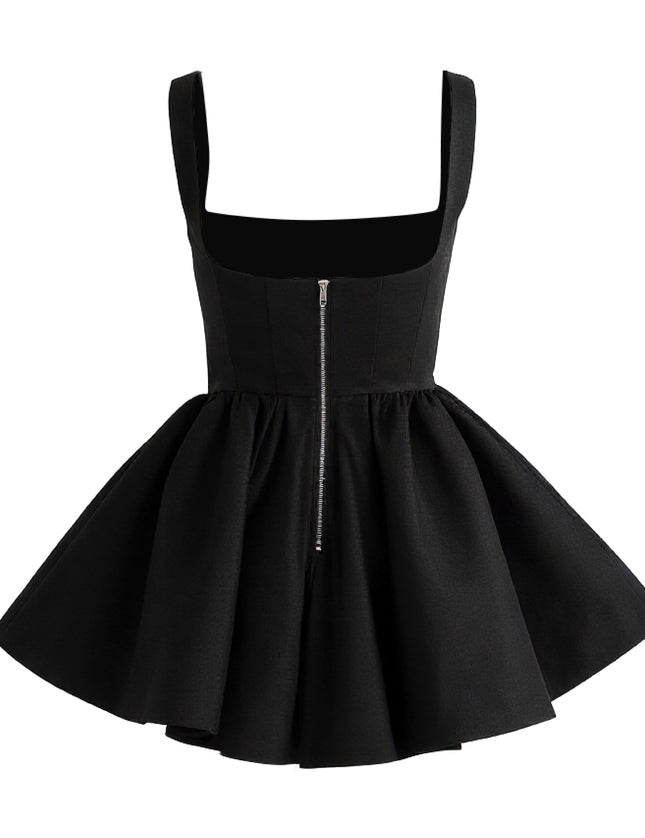 kids atelier tulleen Black Square-Neck Flared Dress