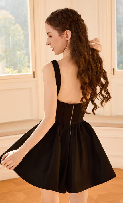 kids atelier tulleen Black Square-Neck Flared Dress