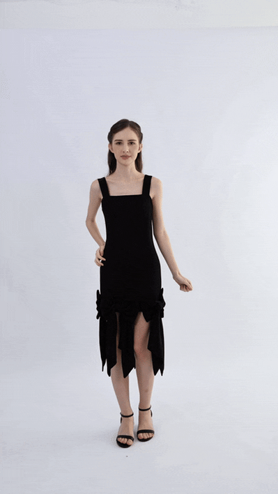 kids atelier tulleen Black Bow-Tail Dress