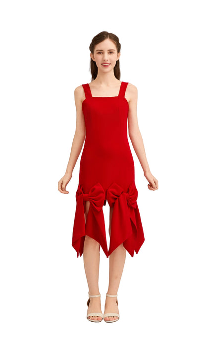 kids atelier tulleen Radiant Red Bow-Tail Dress