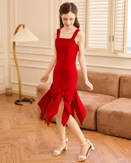 kids atelier tulleen Radiant Red Bow-Tail Dress