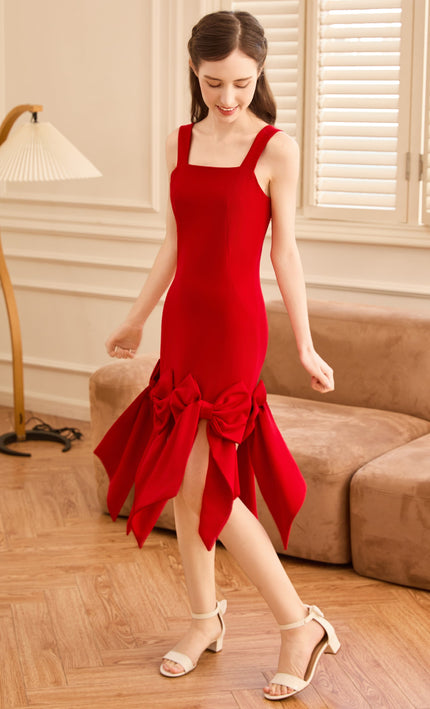 kids atelier tulleen Radiant Red Bow-Tail Dress