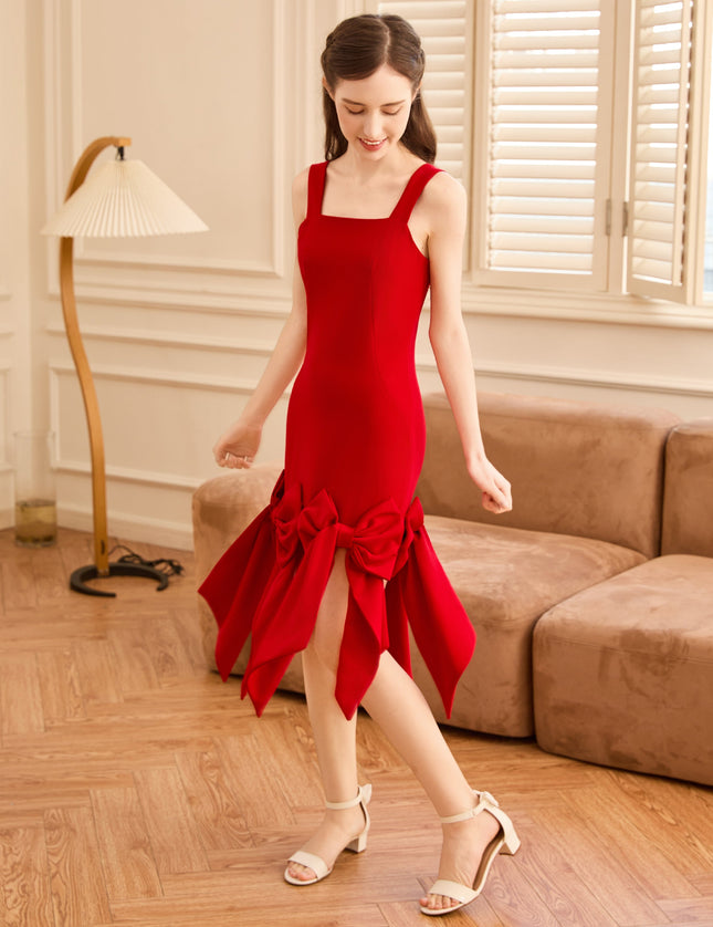 kids atelier tulleen Radiant Red Bow-Tail Dress