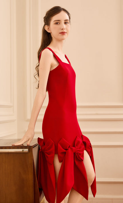 kids atelier tulleen Radiant Red Bow-Tail Dress