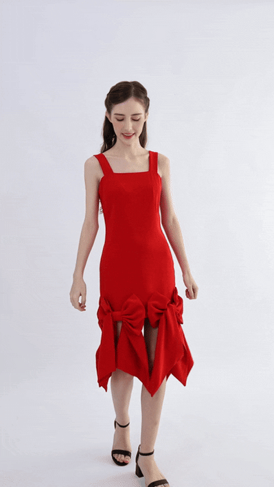kids atelier tulleen Radiant Red Bow-Tail Dress